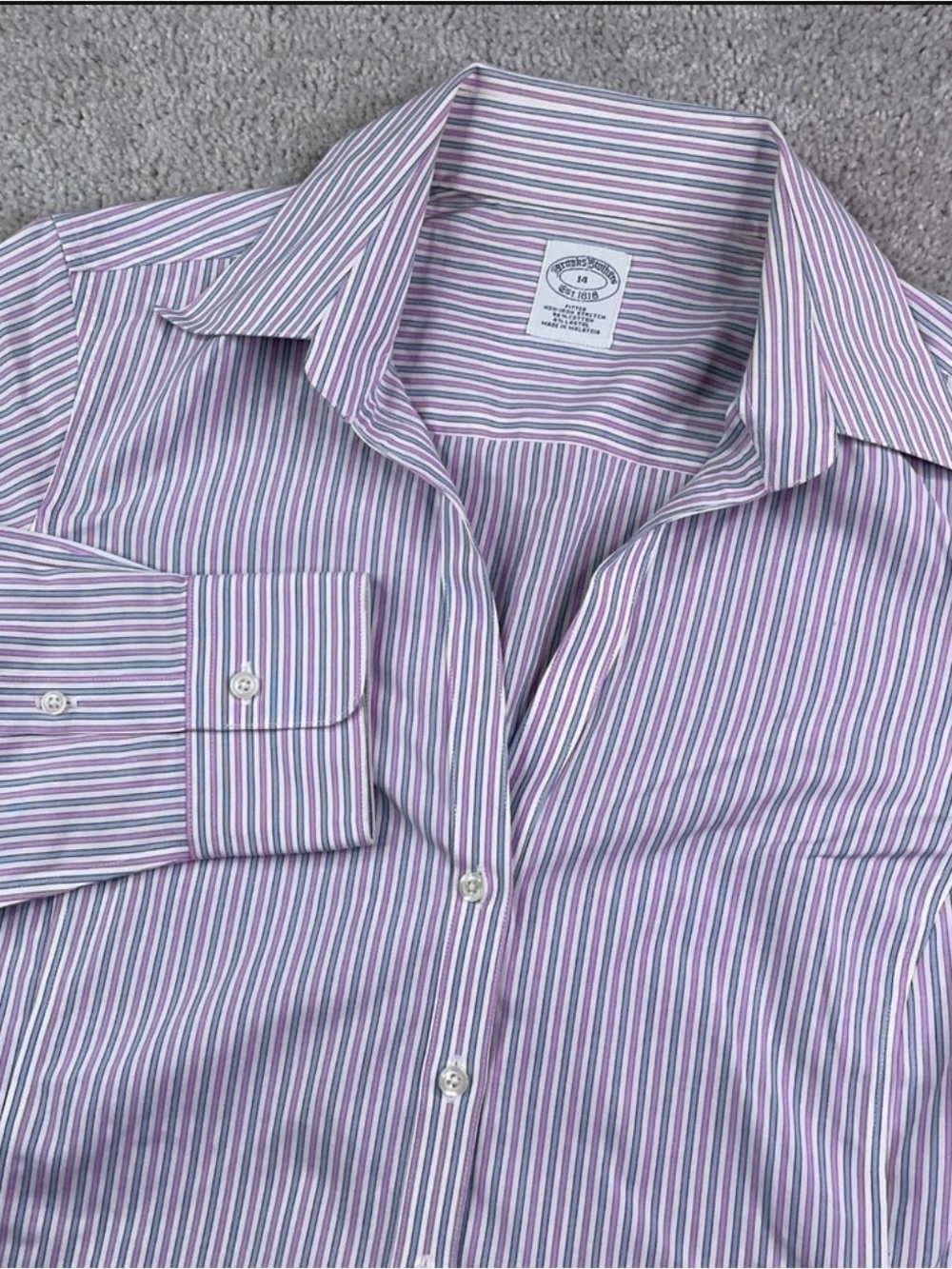 Brooks Brothers Pink and Blue Striped Button-Down Shirt